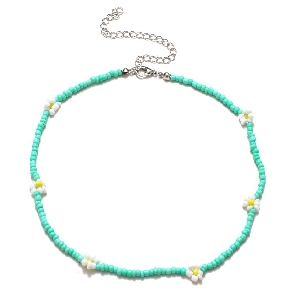EN Korea Lovely Daisy Flowers Choker Necklace Women y2k Beads Necklace Of Women Girl For Party Beach Trendy Jewelry: ENS81285-06