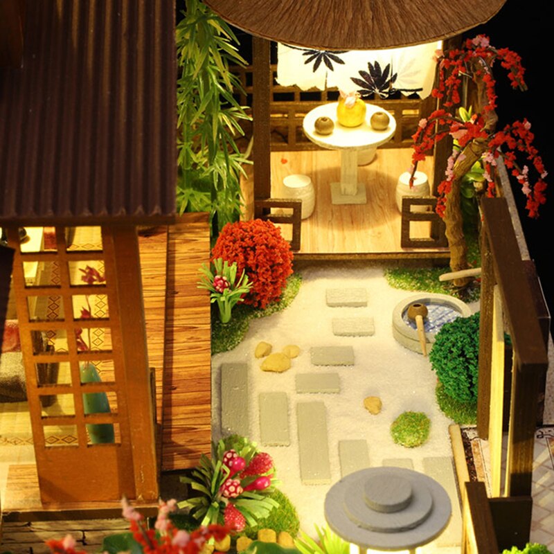 Chinese Style Diy Doll House Kit Handmade Miniature Furniture LED Lights Home Wedding Birthday Christmas
