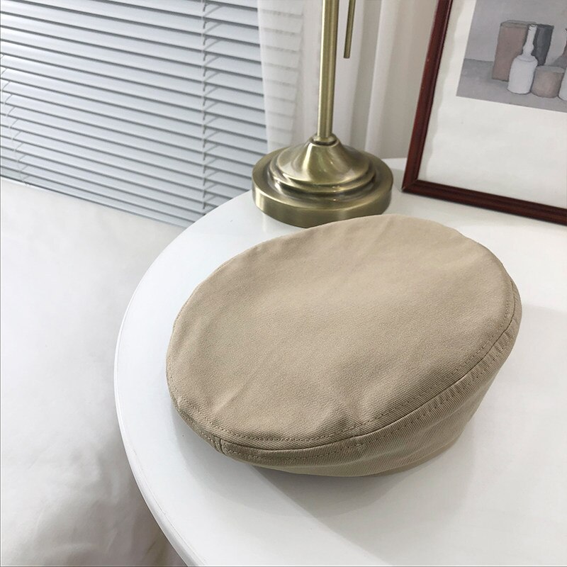 Fransk stil solid tilfeldig vintage damelue beret vanlig lue jenteull varme vinterbasker luehatter femme aldult caps: Khaki