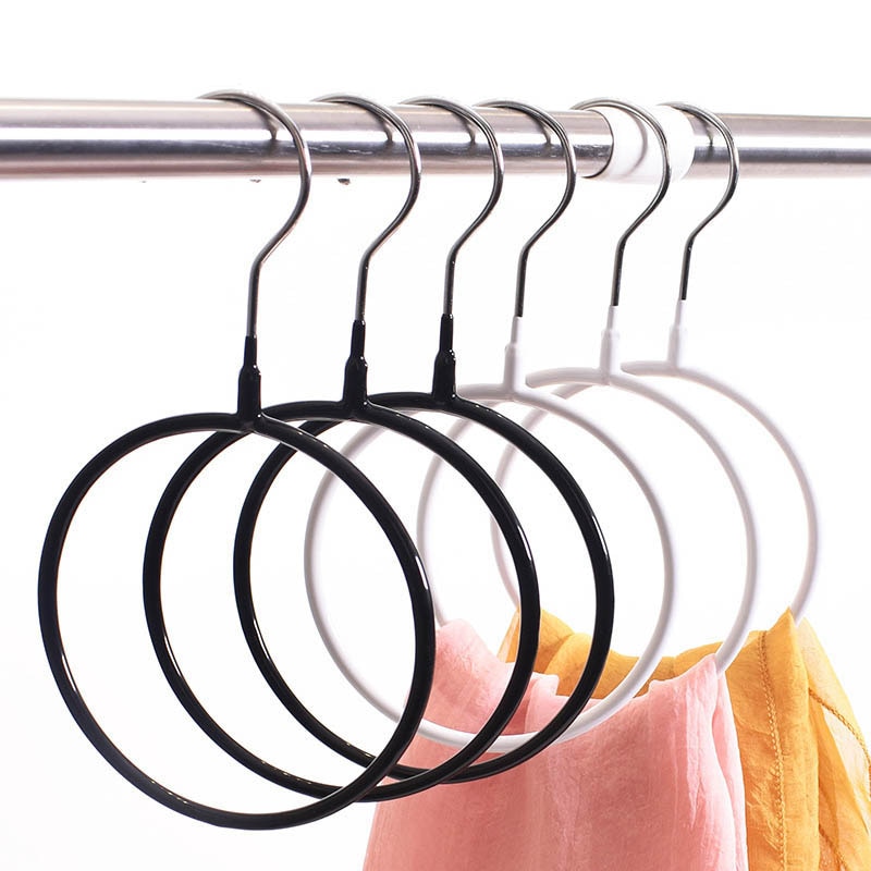 Metal Multifunctional Clothes Hanger Round Ring Silk Scarf Storage Rack Shelf Toroidal Hanger Tie Garment Towel Holder