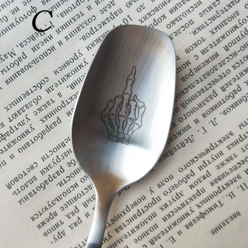 Tenedores de cuchara con estampado de calavera de acero inoxidable de , accesorios de vajilla de cocina occidental, utensilios de cocina