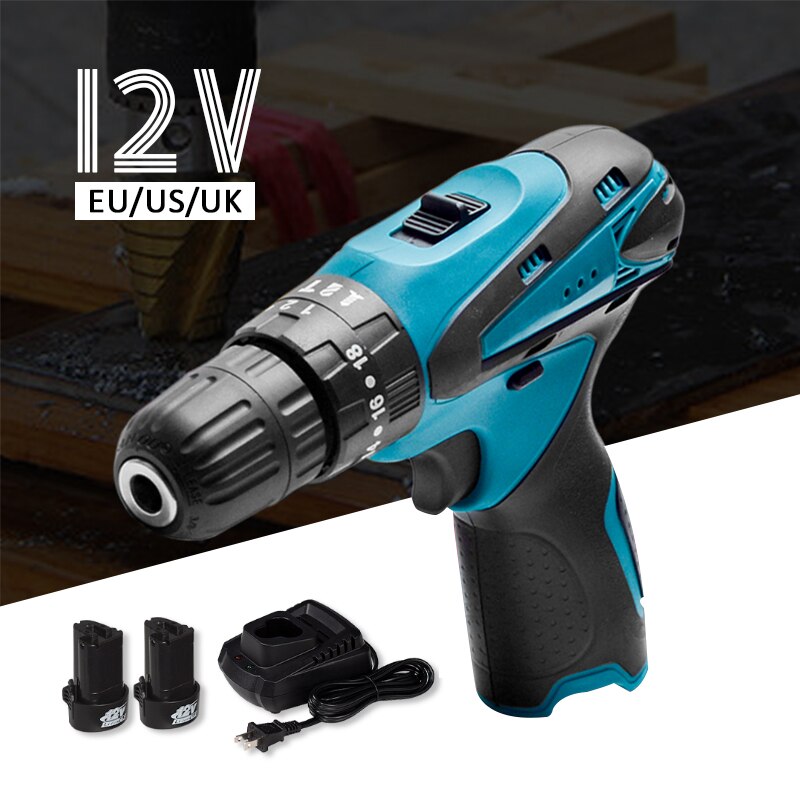 12V 10mm Electric Cordless Impact Drill Rechargable Electric Screwdriver Power Drill Li-Ion Battery For Makita 12V Battery