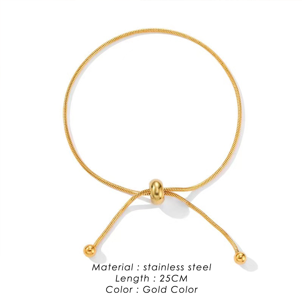 Bracelet coréen réglable en acier inoxydable pour femmes et filles, de , couleur or, chaîne serpent, bijoux,: Brun rougeâtre