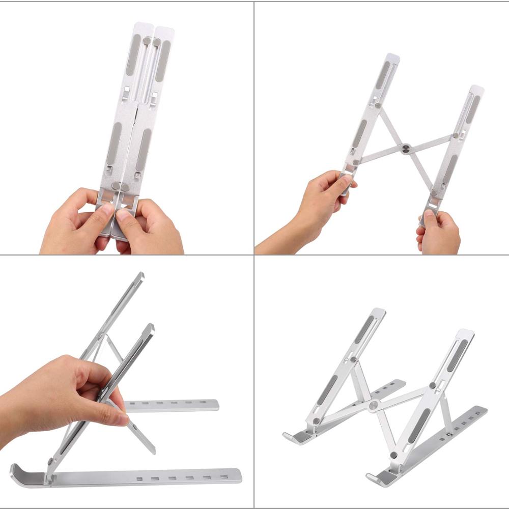 Bærbar bærbar holder 6 højdejusterbar aluminiumslegering desktop til notebook macbook computer beslag laptop stativ skridsikkert