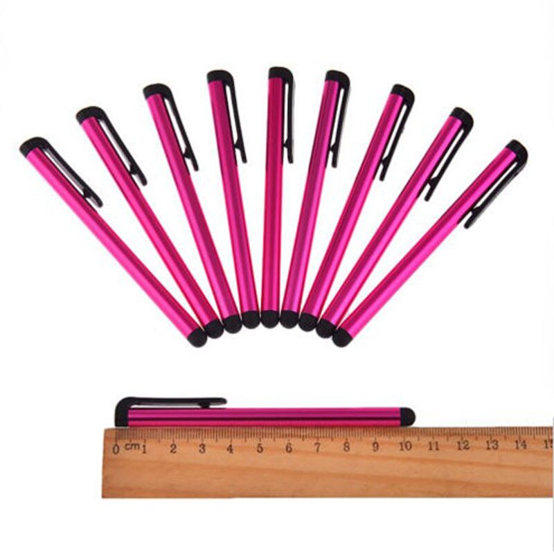 10Pcs/lot Metal Screen Stylus Pen for Universal Smart Phone Tablet PC: Rose Red