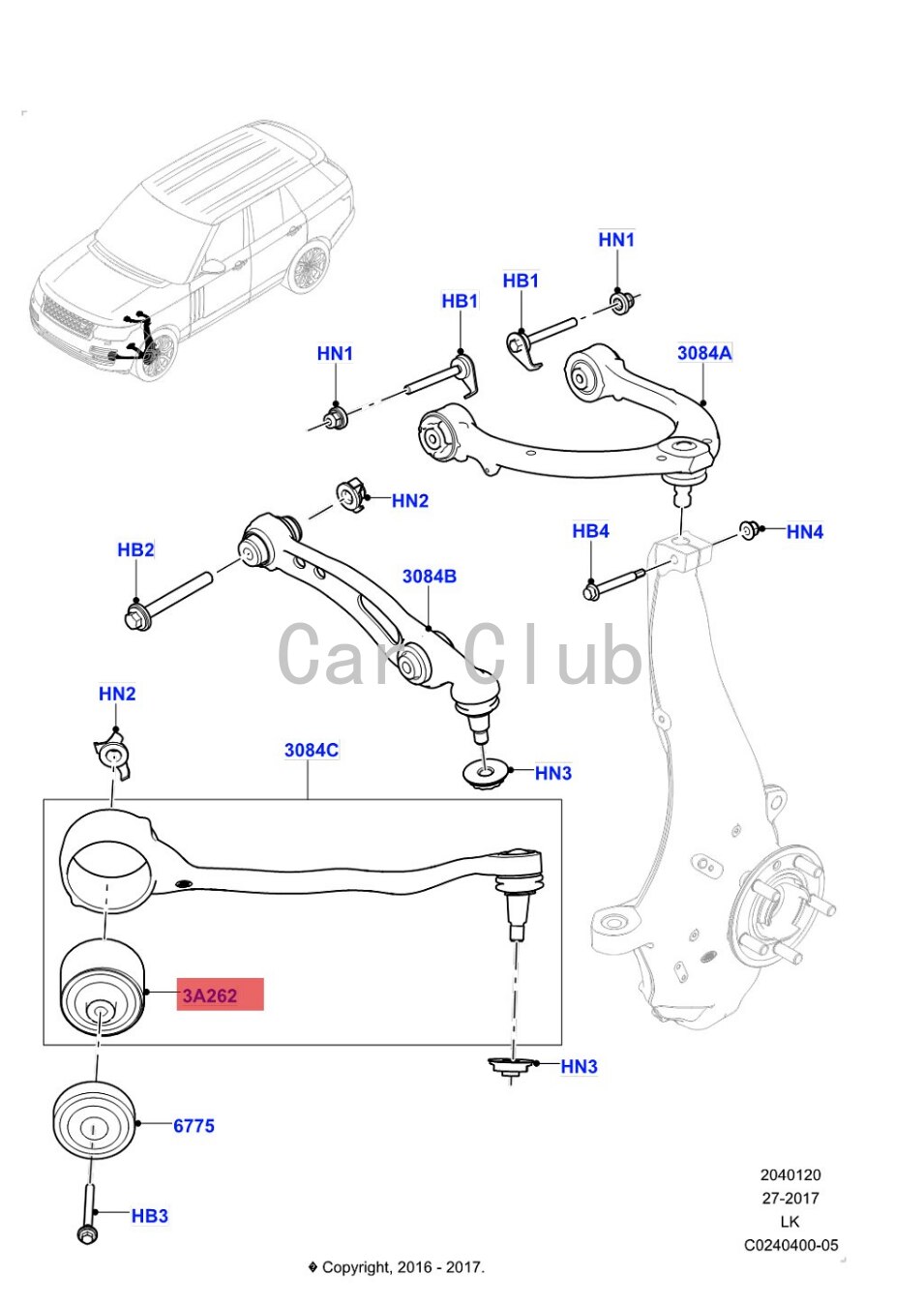 Control Arm Bushing LR084108 for Land Rover Fourth Generation Land Rover Discovery Range Rover Range Rover Sport >