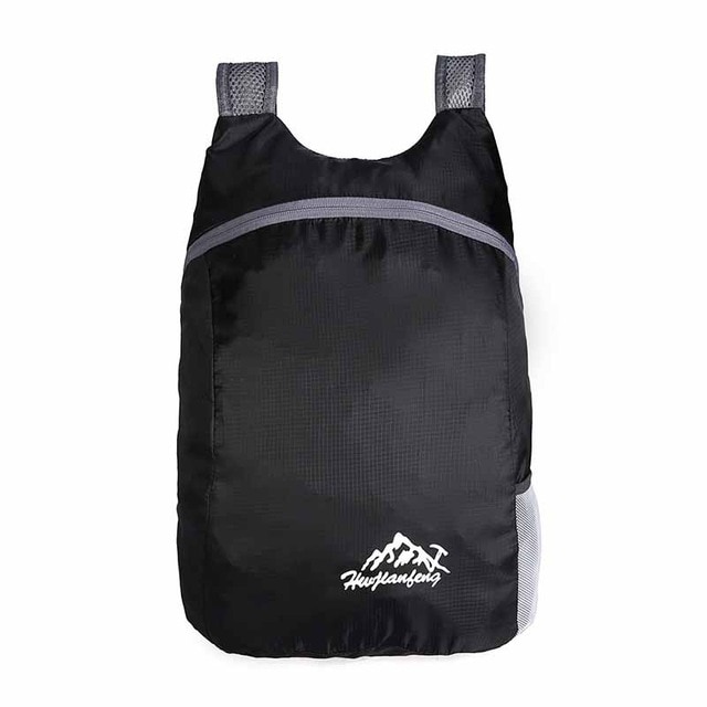 Letvægts 20l ultralette vandtæt, sammenklappelig udendørs camping vandreture rygsæk og opbevaringspose med høj kapacitet: Sort