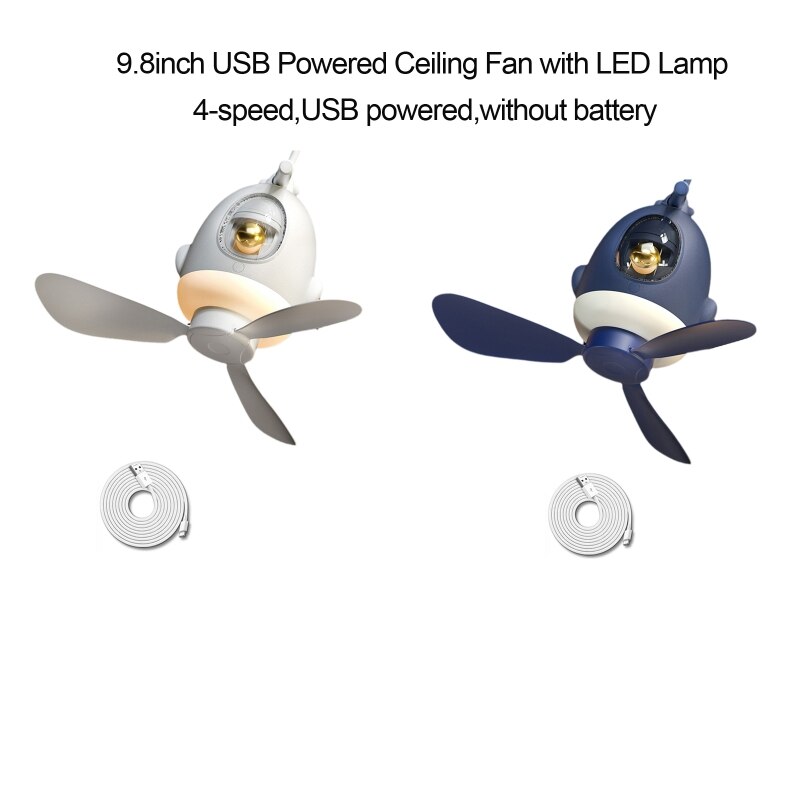 Small Ceiling Fan Portable USB Powered Hanging Fan Night Light Outdoor Students Mini Suspended Air Circulation Cooler