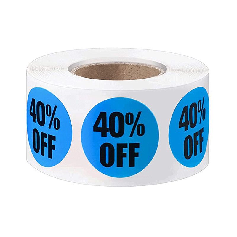 500 stuks/rol product korting label sticker 2,5 cm/1 inch ronde stickers voor kleding/hoed kleine zakelijke benodigdheden 10%/20%/50% korting: Marineblauw