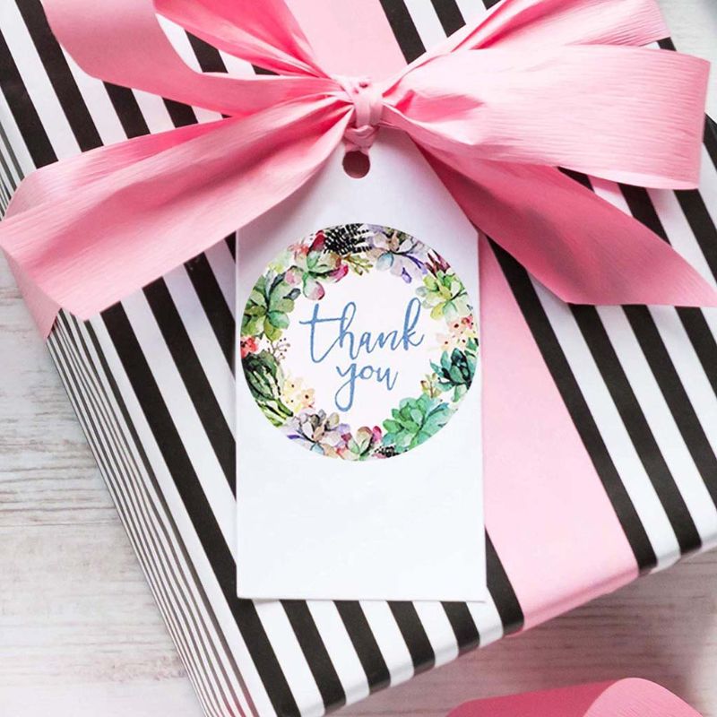 500pcs 4 Styles Round Floral Thank You Stickers 1 Inch Labels for Wedding Favors