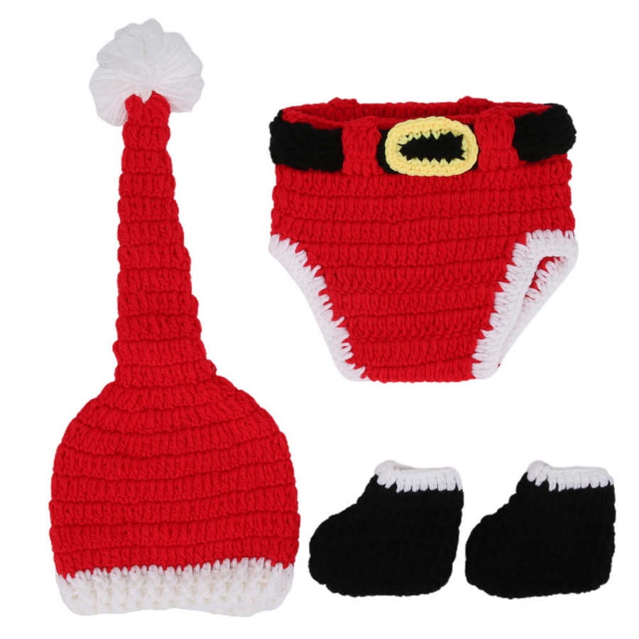 Baby Haak Kerst Kleding Zachte Katoen Pasgeboren Fotografie Prop Infant Haak Knit