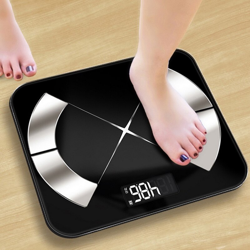 Bluetooth kropsfedt skalaer gulv kropsvægt badeværelse skala smart baggrundsbelyst skærm mobil app hjem sundhed skala batteristil