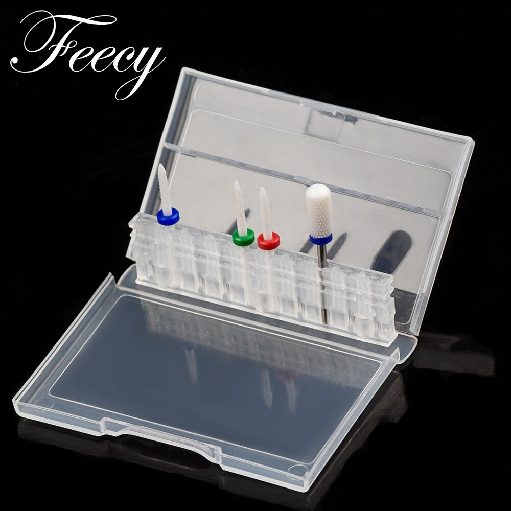 Acrylic Clear Storage Box for Nail Drill bits Holder Nail Milling Cutter Stand Display Container Empty 10/20 Slots Organizer