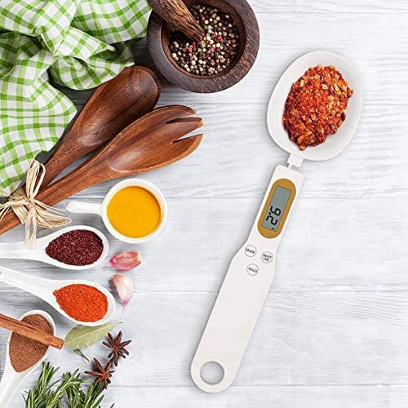 Pomiar elektroniczny waga łyżkowa, 500G/0.1G kuchnia cyfrowa łyżka robić ważenia żywności, z wyświetlaczem LCD, używana robić gotowania