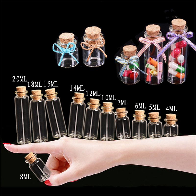 Flacons En Verre Vides 2ml Avec Bouchon Liège - Lot Pour DIY, Mariage, Crafts, Conteneurs Miniatures