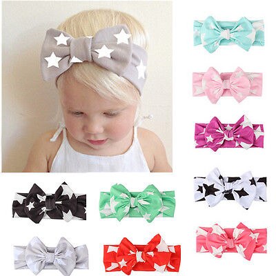 Kids Girl Baby Headband Toddler Lace Bow Flower Star Print Infant Cotton Hair Band Accessories Lot