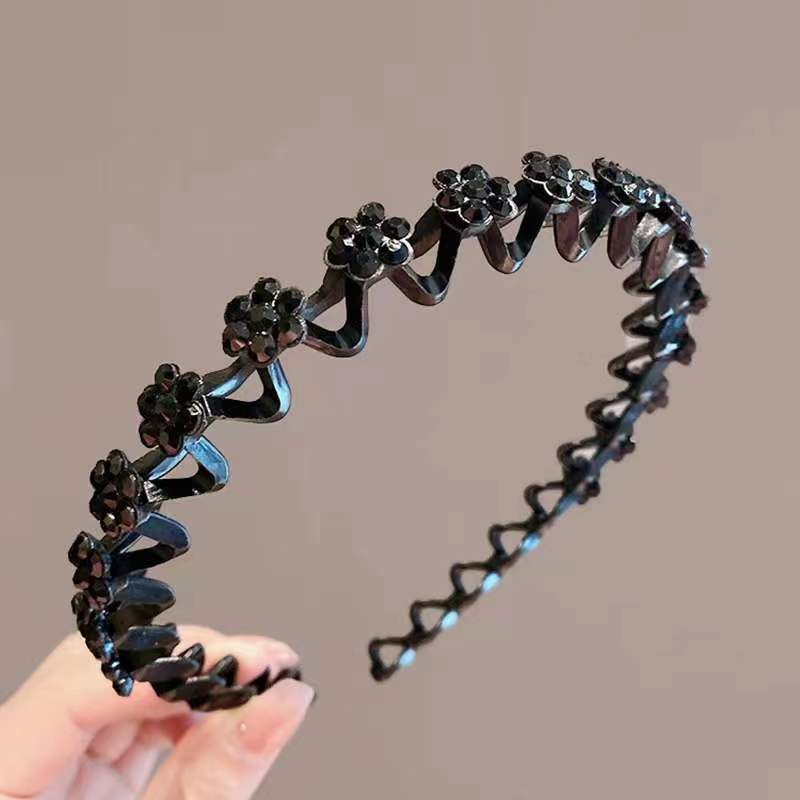 Hair Accessories Flower Rhinestone Pearl Non-Slip Hairbands Elastic Headband Women Hair Hoop Bands Bezel Girls Headdress
