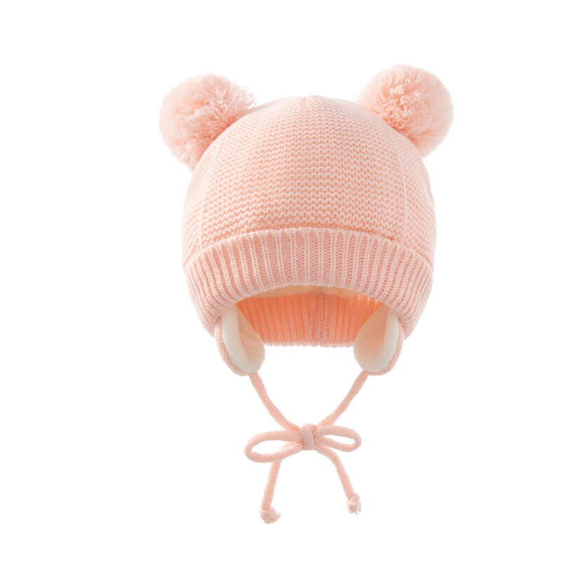 Set di 2 guanti per cappello da bambino Set di cappelli per bambini in maglia di pelliccia intrecciata a maglia solida 2021 inverno ragazzi ragazze bambini berretto cappelli per orecchie caldi: D1