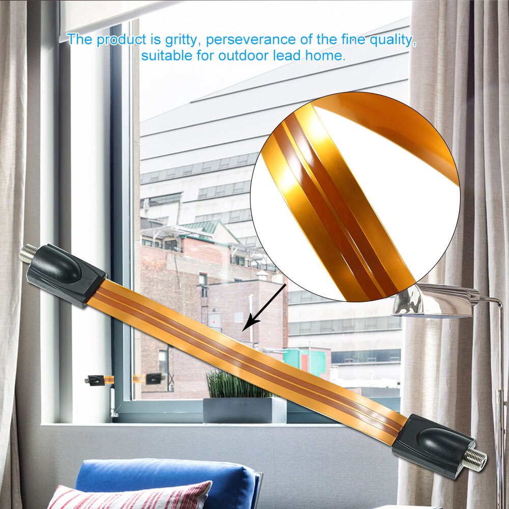 Extreme Slim Flat Power Cable Female F Connector Fits Under Doors Windows Without Drilling 26cm Long + F Male Camera Power