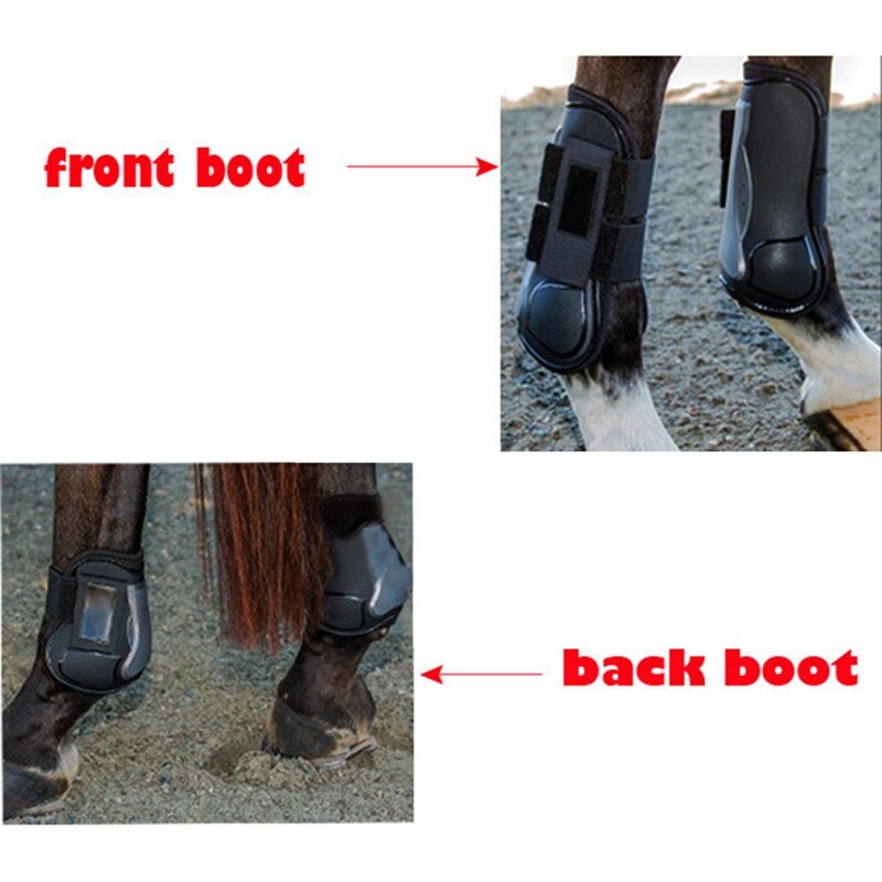4 PCS Front Hind Leg Boots Adjustable Horse Leg Protection Boots Horse Brace Protection Wrap Equine Leg Guard Tendon Equestrian