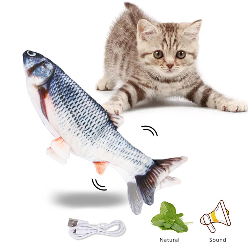Juguete de pez eléctrico para gato, juguete realista divertido para masticar, gatito