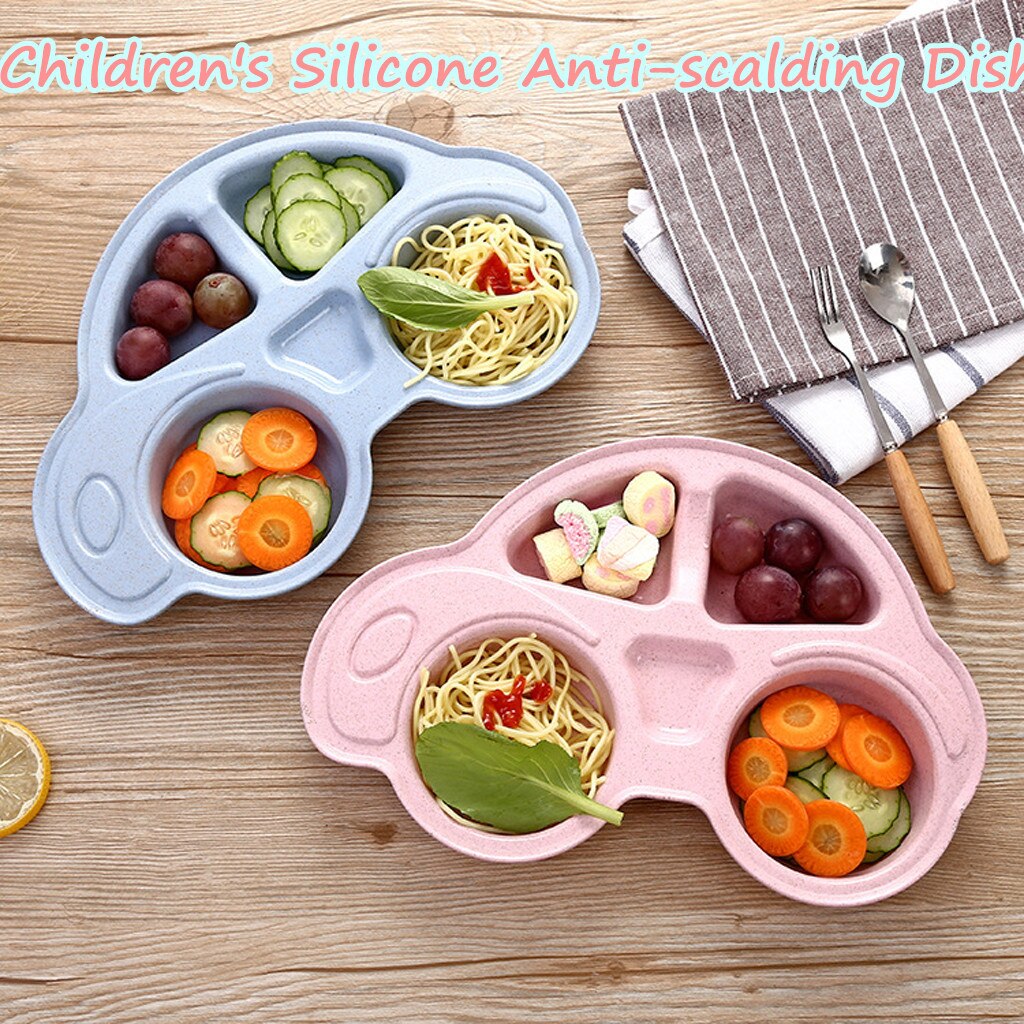 Dinner Plate Three Grid Fruit Plate Separate Children'S Dinner Plate Cute Solid Color Household Tableware #YL10