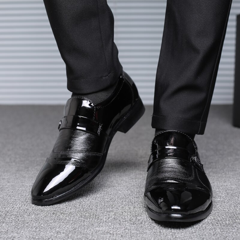 Zapatos GOODRSSON de cuero genuino de PU para hombre, trajes de Punta deslizante para hombre, zapatos de negocios para hombre, zapatos de hombre , zapatos oxfords clásicos para hombre