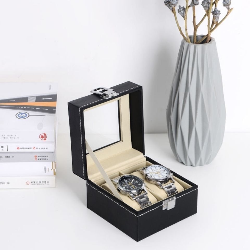 DELESYS 2/3/4/5/6/8/10/12 Slots PU Leather Watch Box Traditional Style Watch Storage Box Watch Case With Lock