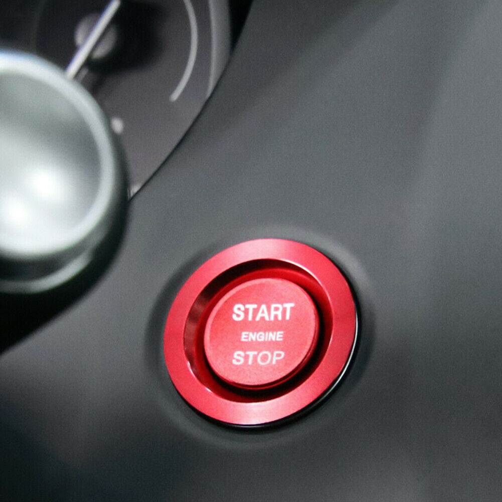 Aluminum Alloy Red Keyless Engine Push Start Button Cover Trim For Land Rover & Jaguar Ignition