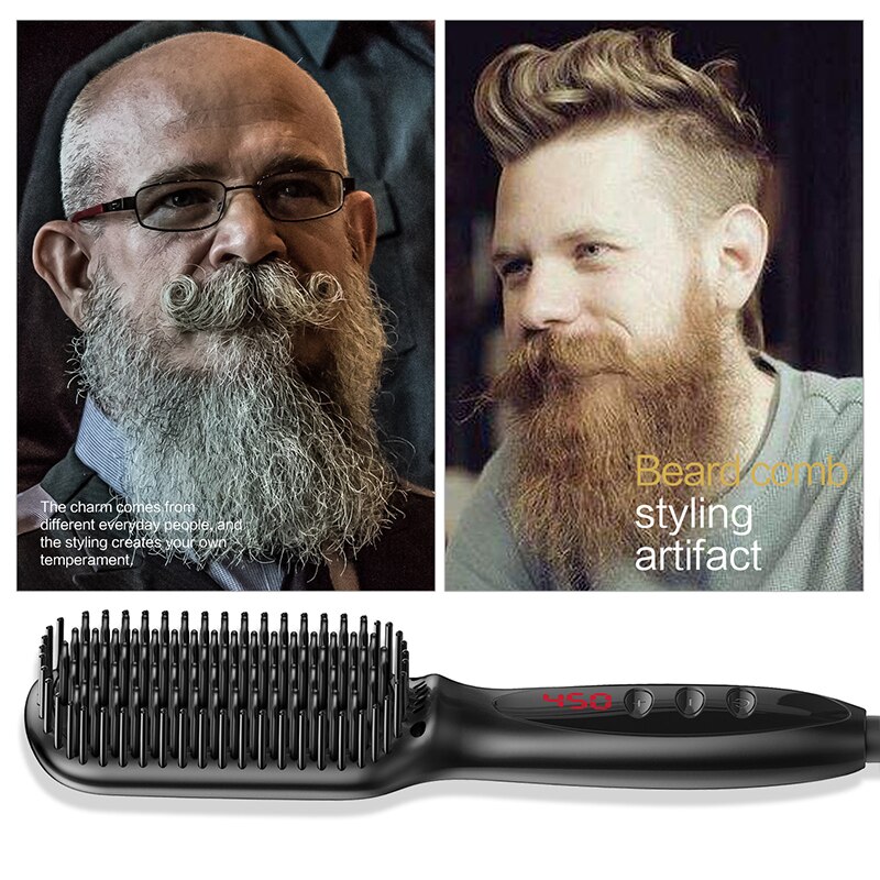 Elektrische Baard Stijltang Stijltang Borstel Multifunctionele Mannen Quick Verwarming Baard Rechttrekken Kam Hair Styling Kam