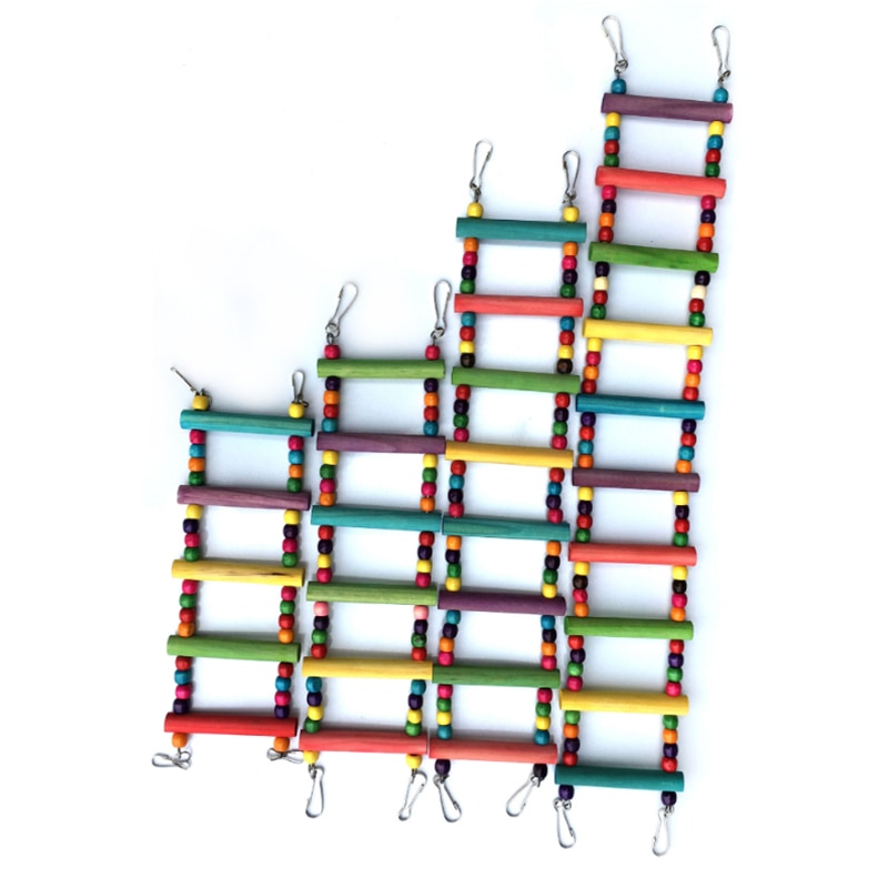 1 Pcs Vogels Huisdieren Papegaaien Ladders Klimmen Speelgoed Opknoping Kleurrijke Houten Kralen Met Natuurlijke Hout Vogels Speelgoed Vogelkooi Accessoires