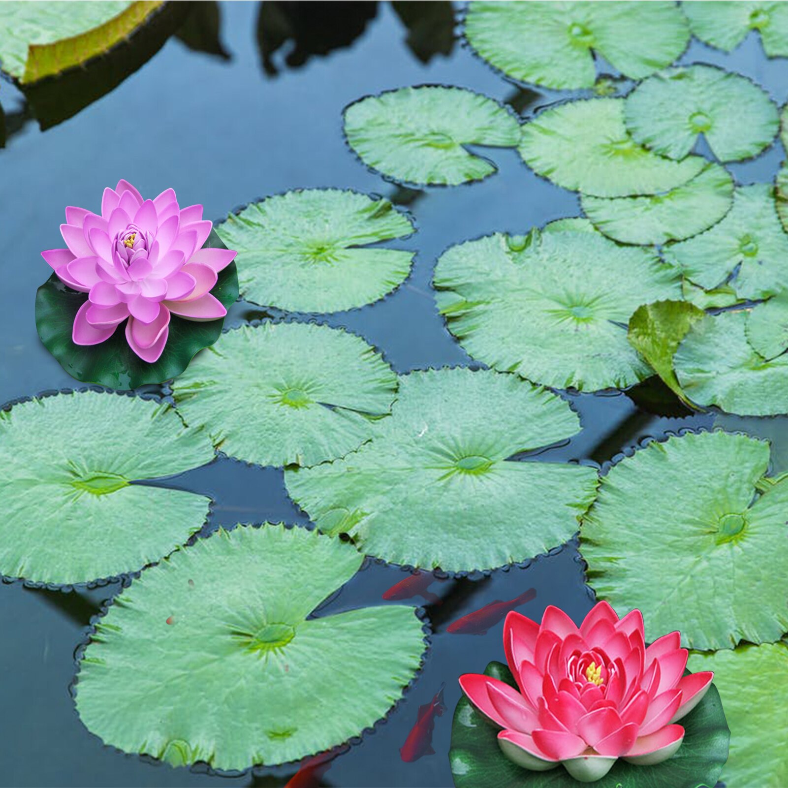 7 Inch Kunstmatige Drijvende Lotus Bloemen Water Vijvers Foam Lotusblad Nep Lelie Pad Drijvende Zwembad Thuis Vijver Fish Tank decoratie