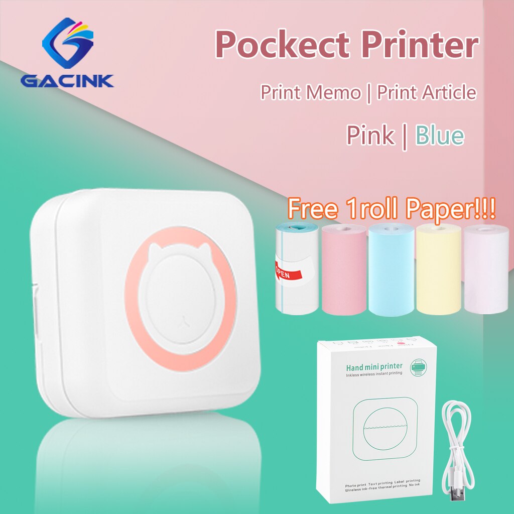 Mini impresora de etiquetas de 58mm, impresora de fotos de bolsillo  inteligente para teléfono, pegatinas adhesivas Bluetooth, Impresión de  rollos de