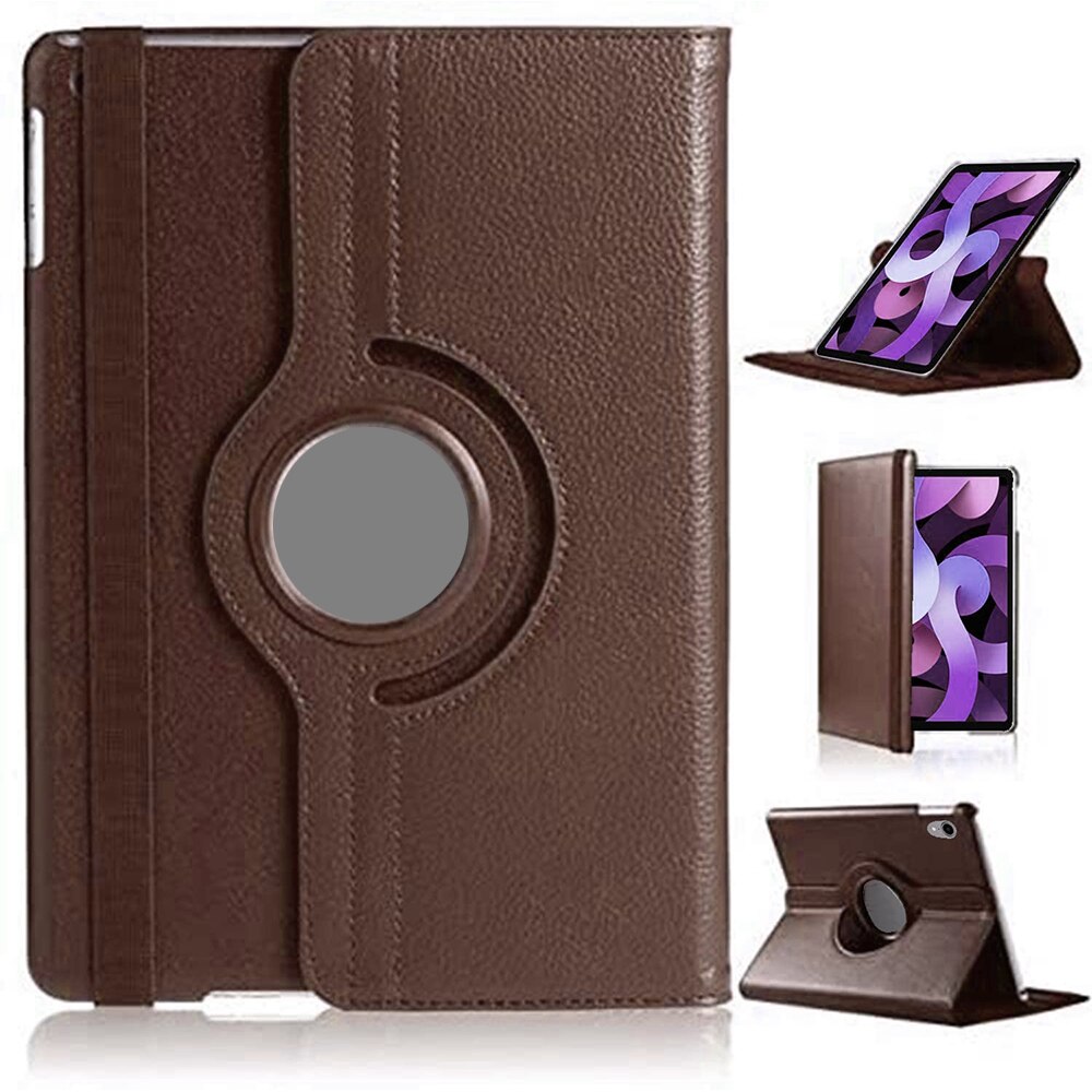 For Apple iPad Air 4th Generation 10.9" Rotating Smart Case Leather Folding Stand Cover with Auto Wake/Sleep Function: Coffee