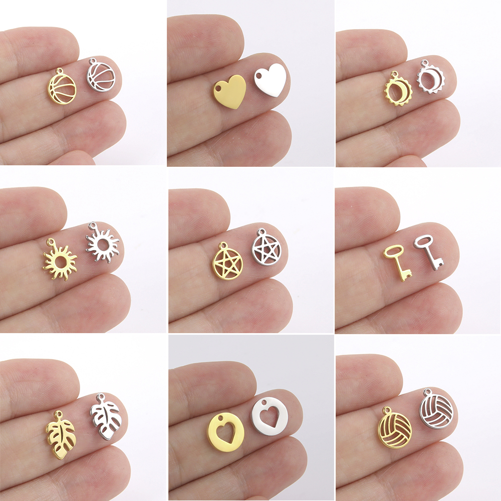 10 pz/lotto Piccoli Ciondoli tutto'ingrosso per Collane Bracciali Pendenti in Acciaio Inox Accessori per La Produzione di Gioielli Fai Da Te Componente