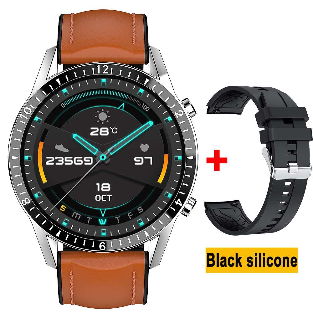 Smart Uhr Für Männer I9 Bluetooth Anruf Smartwatch Herz Rate Mehrere Sport Modus Wasserdichte PK GT2 Wacth Für HuaWei Android IOS: Brown leather 1