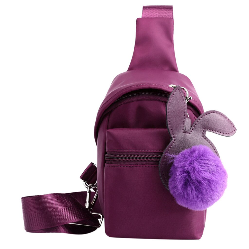 Sac bandoulière sac à main pour femmes en plein air Nylon Hairball fermeture éclair sac de messager sac de sport poitrine sac de taille Mini sac femme
