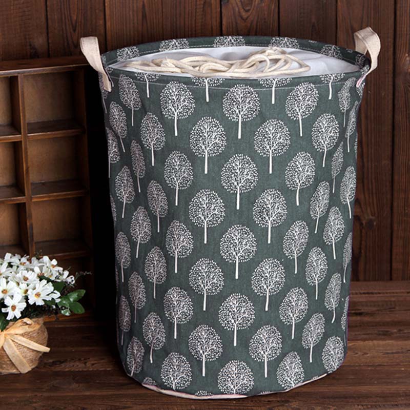 1pc Cotton And Linen Dust Collecting Bucket Hamper Washing Toy Dirty Clothes Storage Organizer Laundry Baskets Bin 35x45cm: A 35x45cm