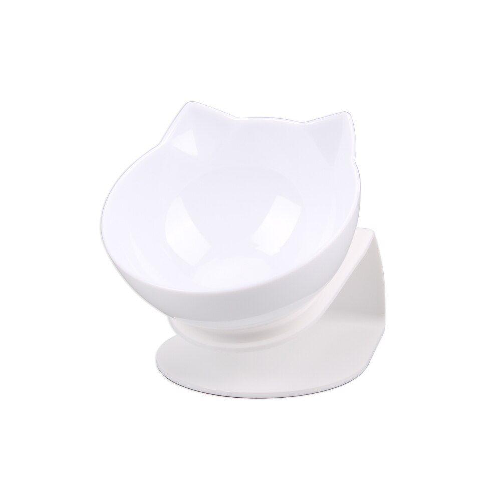 Cat Double Bowl Kitten Bowl Dog Bowl Transparent Material Non-slip Food Bowl With Protection Cervical Transparent Cat Supplies: Single-White