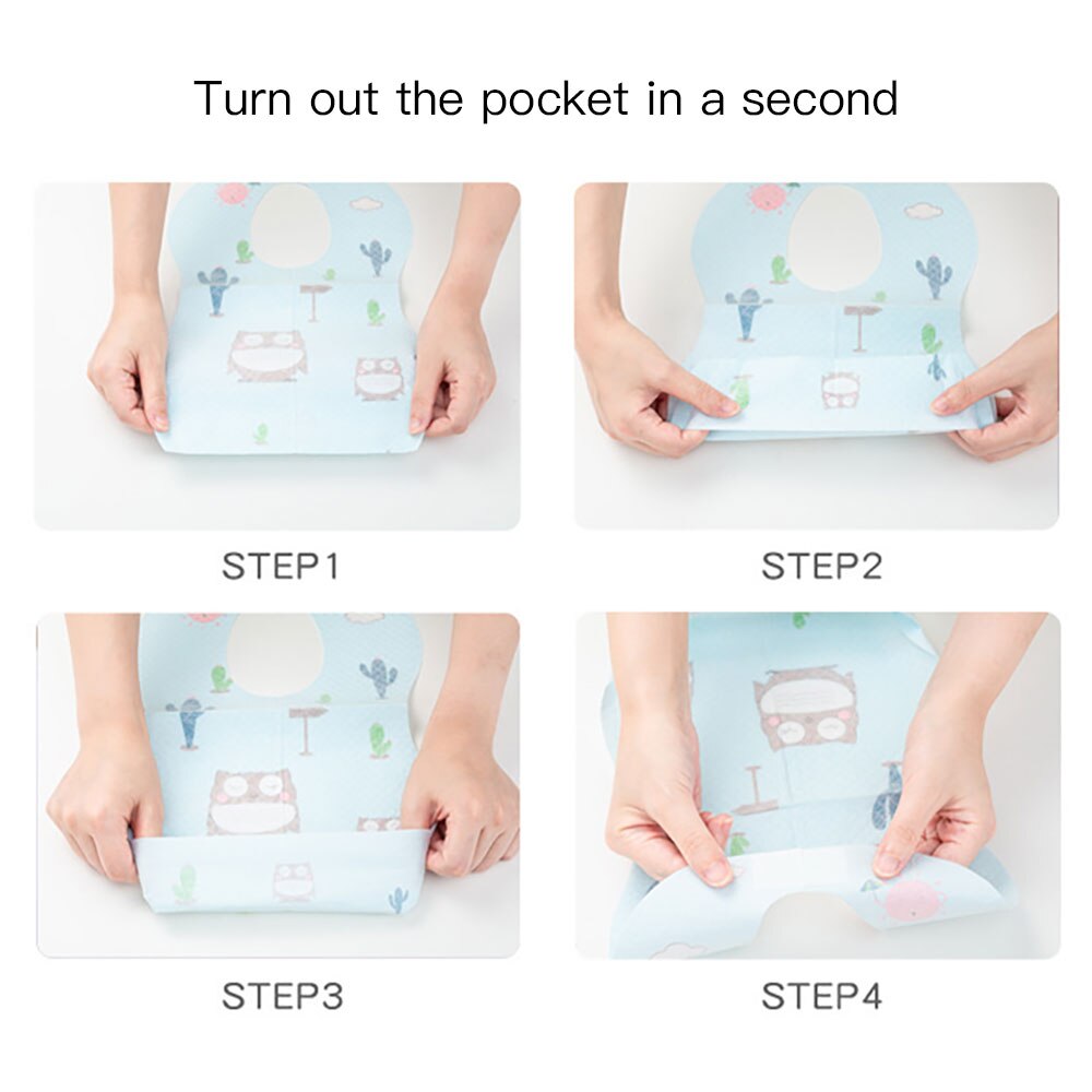 20Pcs/lot Disposable Bibs Children Baby waterproof Eat Bibs With Pocket Baby kid scarf bib saliva towel bib Convenient