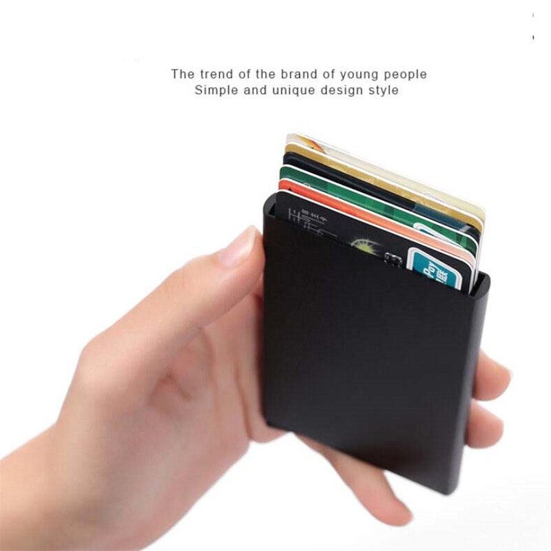 Automatische Anti-Diefstal Id Credit Kaarthouder Porte Carte Dunne Aluminium Metalen Portefeuilles Pocket Case Bank Vrouwen Mannen Credit card Box