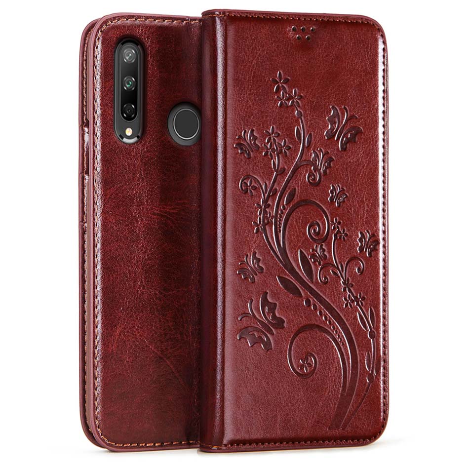 Caso carteira para honra 9c caso 6.39 "flip couro livro caso para huawei honor 9c 9 c AKA-L29 saco honor9c coque com suporte de cartão: Brown  -- Shu