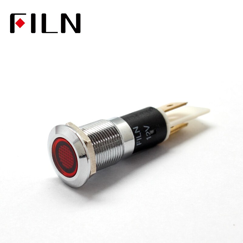 FILN 12mm Chroom Metalen LED Pilot Panel Dash Signal Indicator lamp Auto Boot Marine waarschuwingslampje 3 v 6 v 12 v 24 v 110 v 220 v