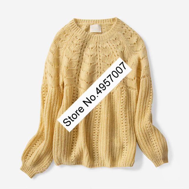 Elfbop Dames Wit/Blauw/Geel/Groen/Bruin Breien Mohair & Wol Hollow Out Trui Trui Top Stijl Jumper