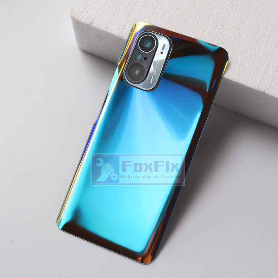 Zonder Logo Voor Xiaomi Poco F3 Batterij Cover Terug Glas Achterpaneel Behuizing Deur Case Met Camera Glas Lens Vervanging + Sticker: Aurora With Lens