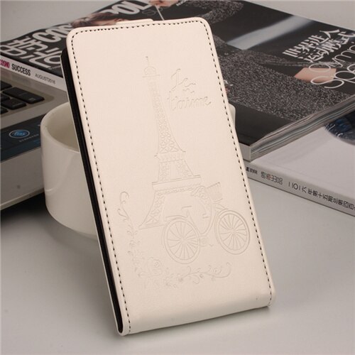 Hongbaiwei voor nokia 5 hoesje, reliëf leren hoesje voor nokia 5 flip case, verticale achterkant, magnetische beschermhoes: Ta wite