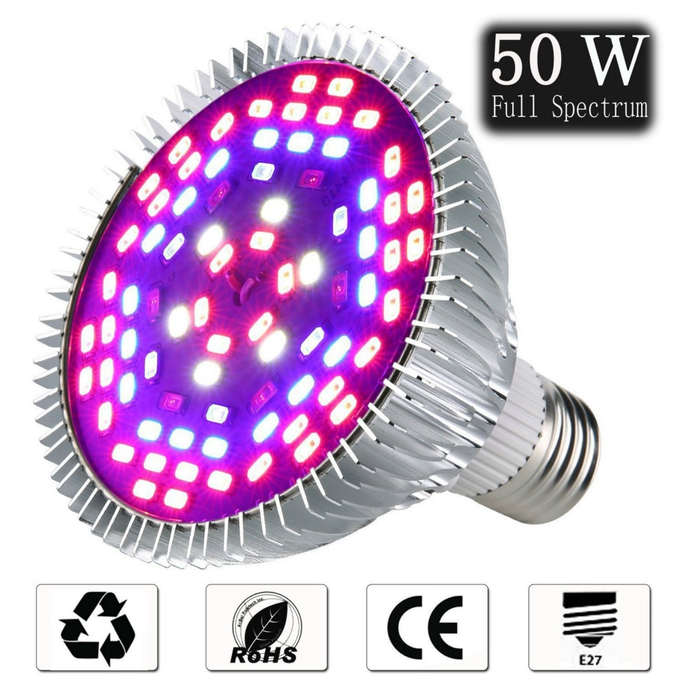 ledet vekst lyspære  e27 30w 50w 80w 100w fullt spekter 220v ir uv lampe plante blomst frøplante vokse telt hydroponisk vekst lys