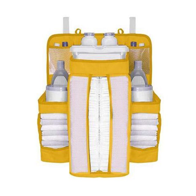 Baby Crib Organizer Opknoping Zakken Voor Pasgeboren Baby Beddengoed Set Organizer Luier Opbergtas Luiertas Kids Bed Linnen: yellow