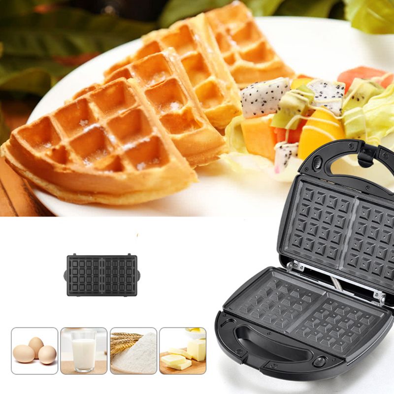 3-in-1 Detachable Waffle Maker Sandwich Grill Non-stick Coating LED Indicator