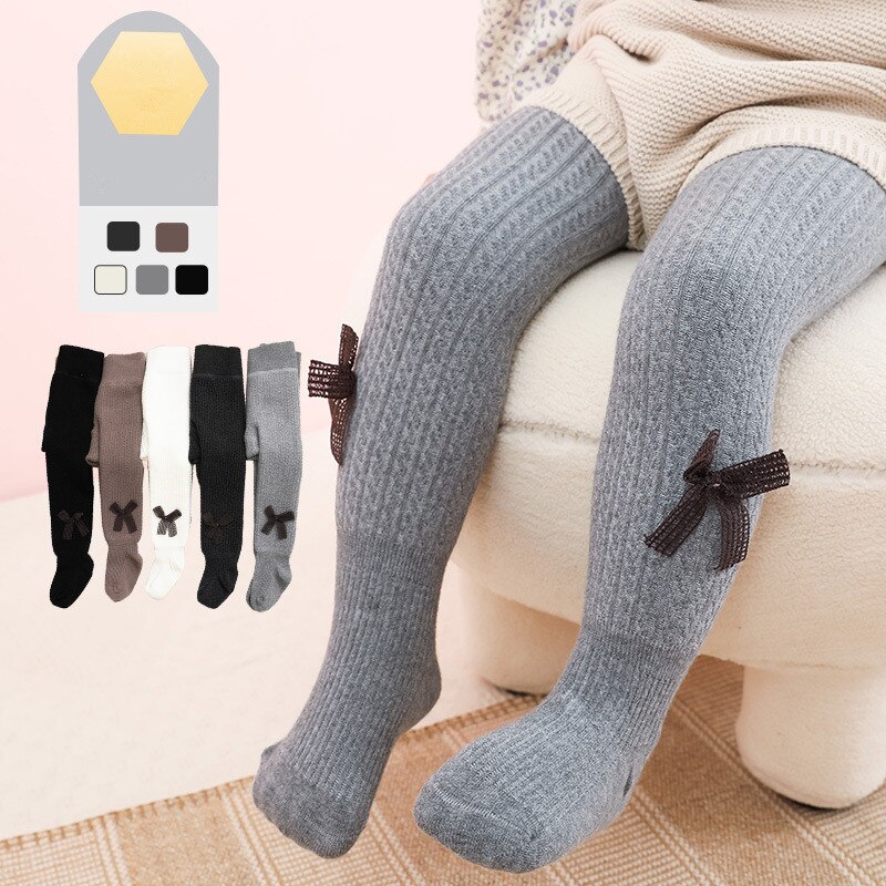 1 to 12 Years Super Warm Tights In Winter Cute Bowknot Kids Pantyhose With Fleece Inside Thicken Kids Pantyhose For Baby